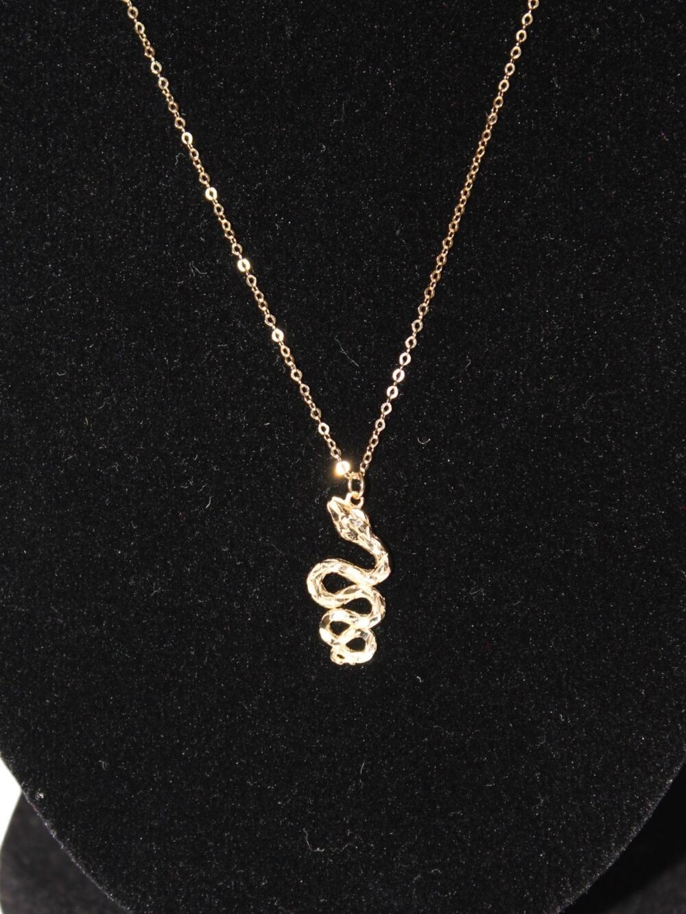 Solid 14K Gold Dainty Snake Necklace Snake Pendant 585 Yellow Gold
